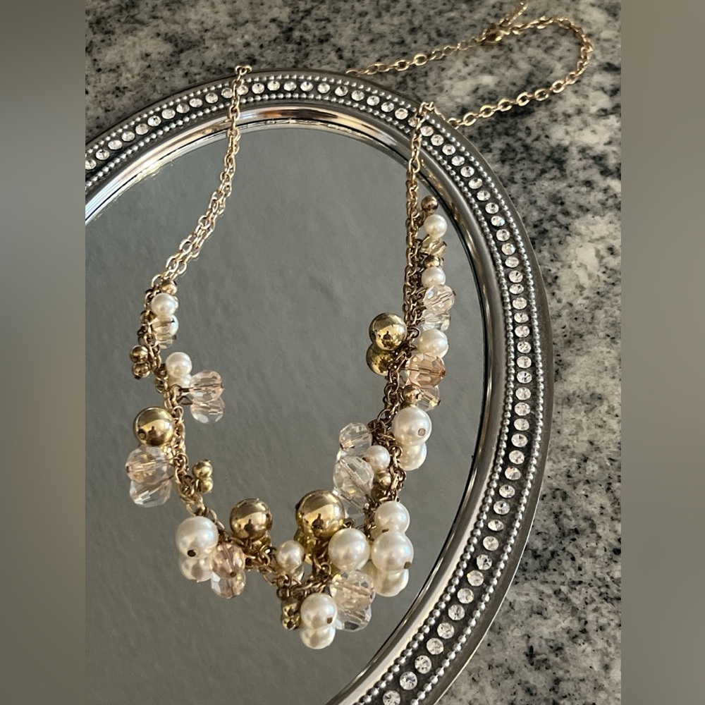 Faux Pearl & Beaded Statement Necklace